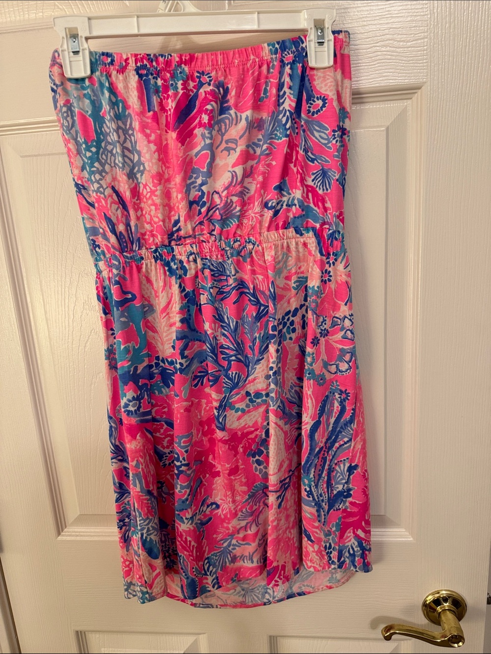 Lilly Pulitzer Pink and Blue Strapless Floral Sundress